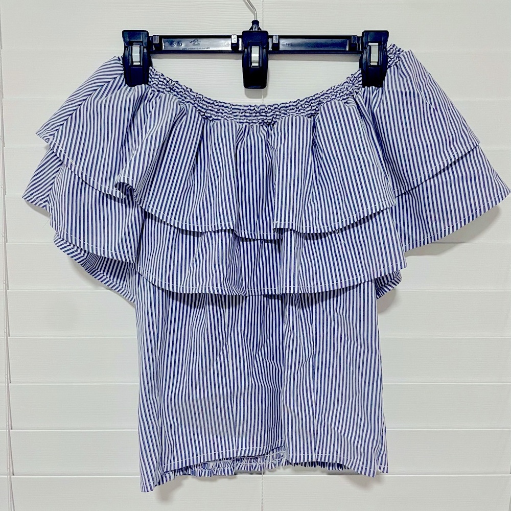 Striped Off-Shoulder Ruffle Top